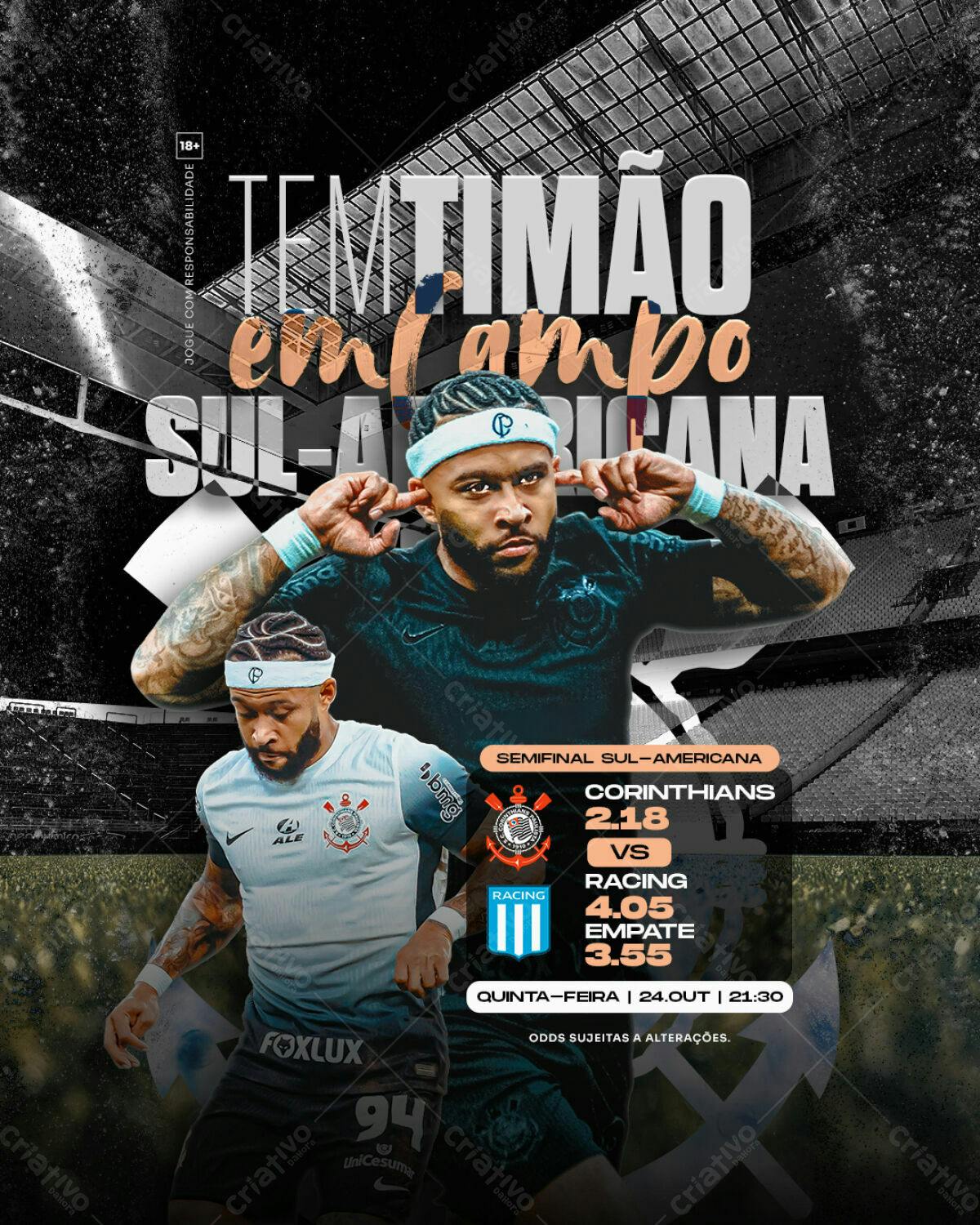 Flyer Corinthians x Racing Sul-Americana PSD Editável