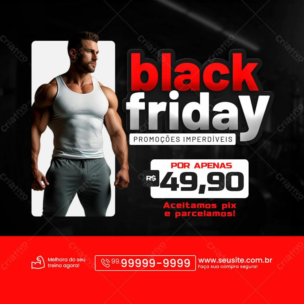 Black Friday Começe Na Academia Social Media Psd Editável