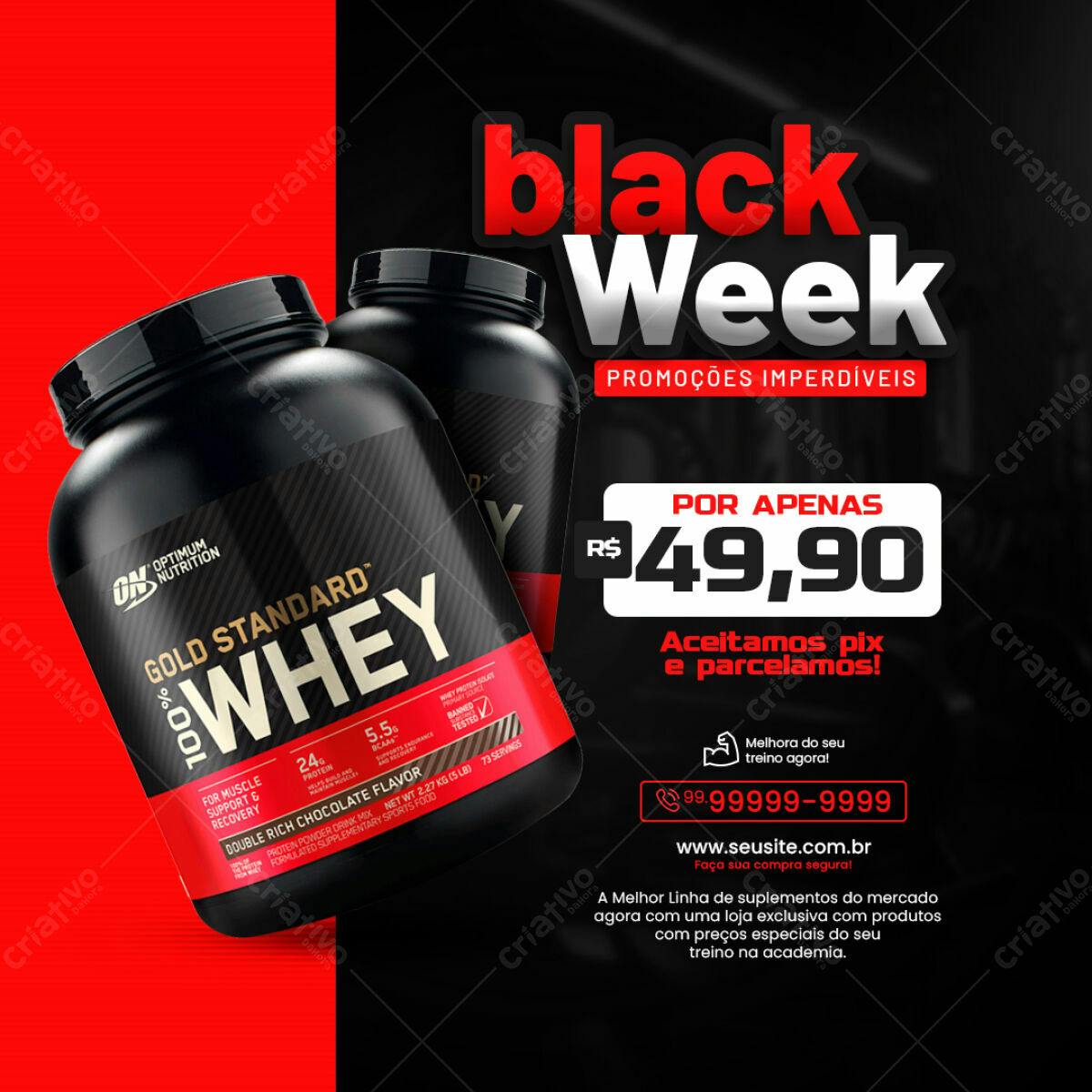Flyer Black Week Suplementos PSD Editável