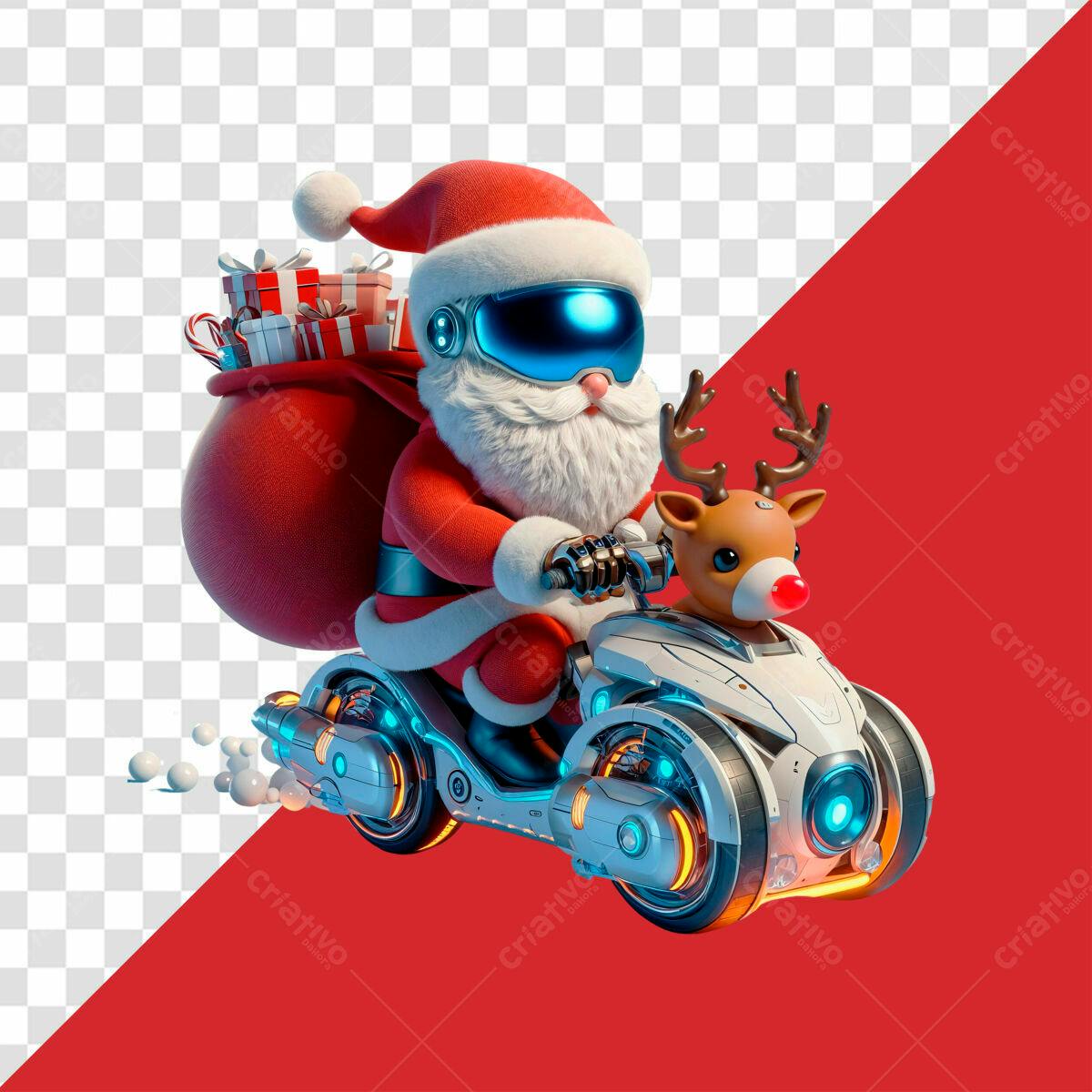 PSD Natal Moderno: Papai Noel futurista em moto