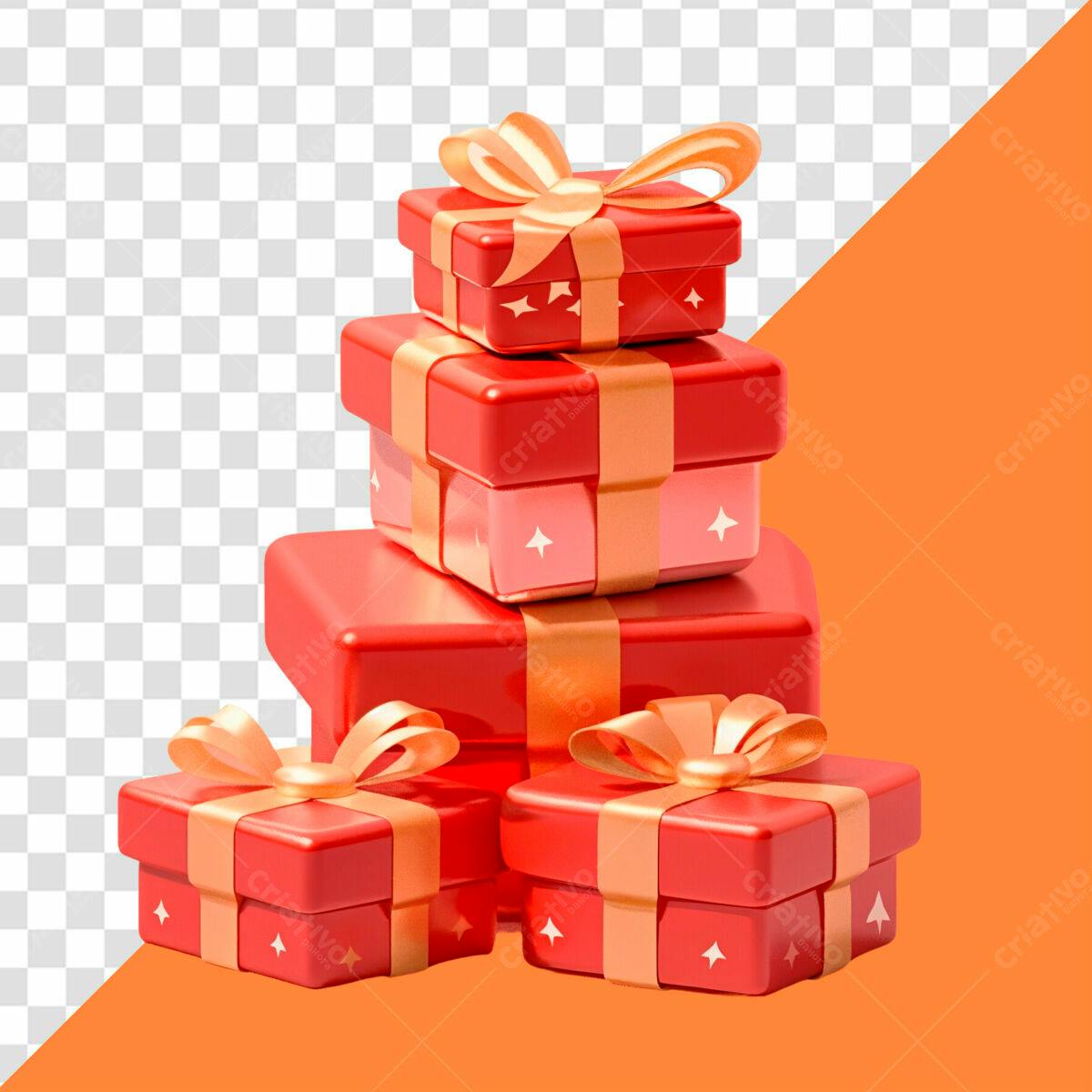 Monte de Presentes Vermelhos PSD Editável