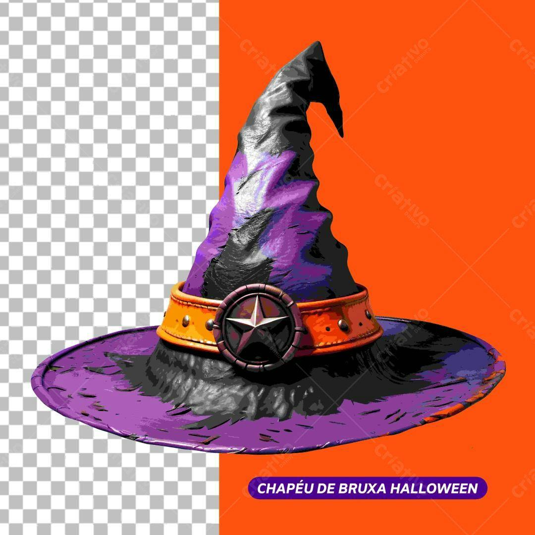 Chapéu Bruxa Halloween Roxo e Preto
