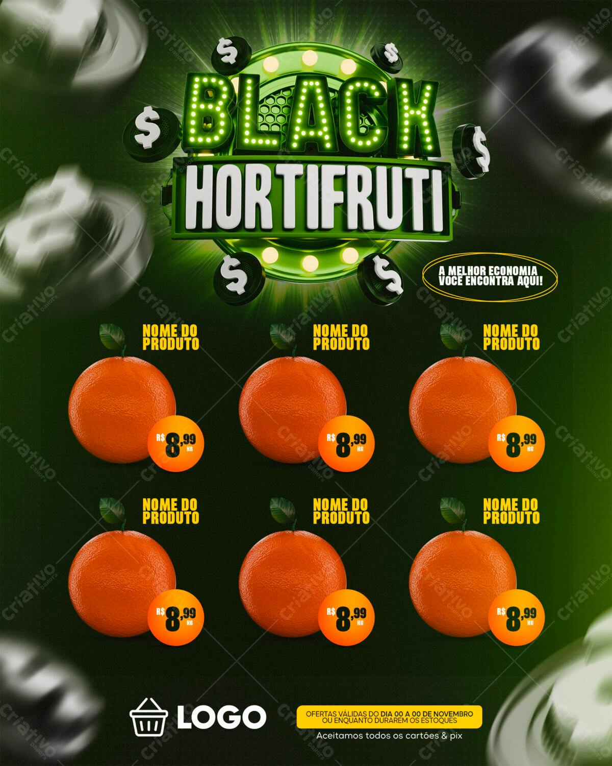Flyer Black Friday Hortifruti PSD Editável