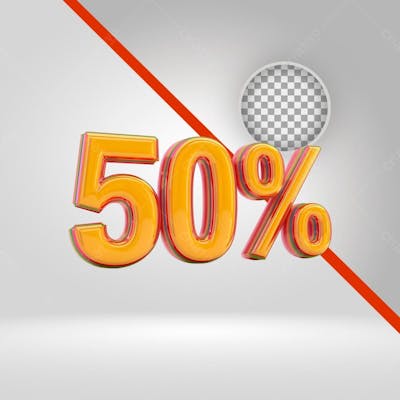Texto 3D 50% Por Cento, Desconto, Oferta, Promoção, Black 