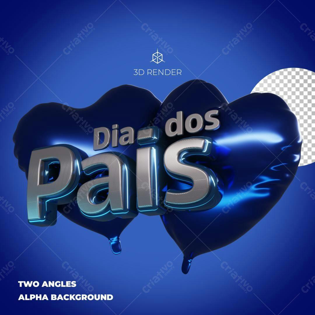 Selo 3D Dia dos Pais Azul e Prata Metalizado