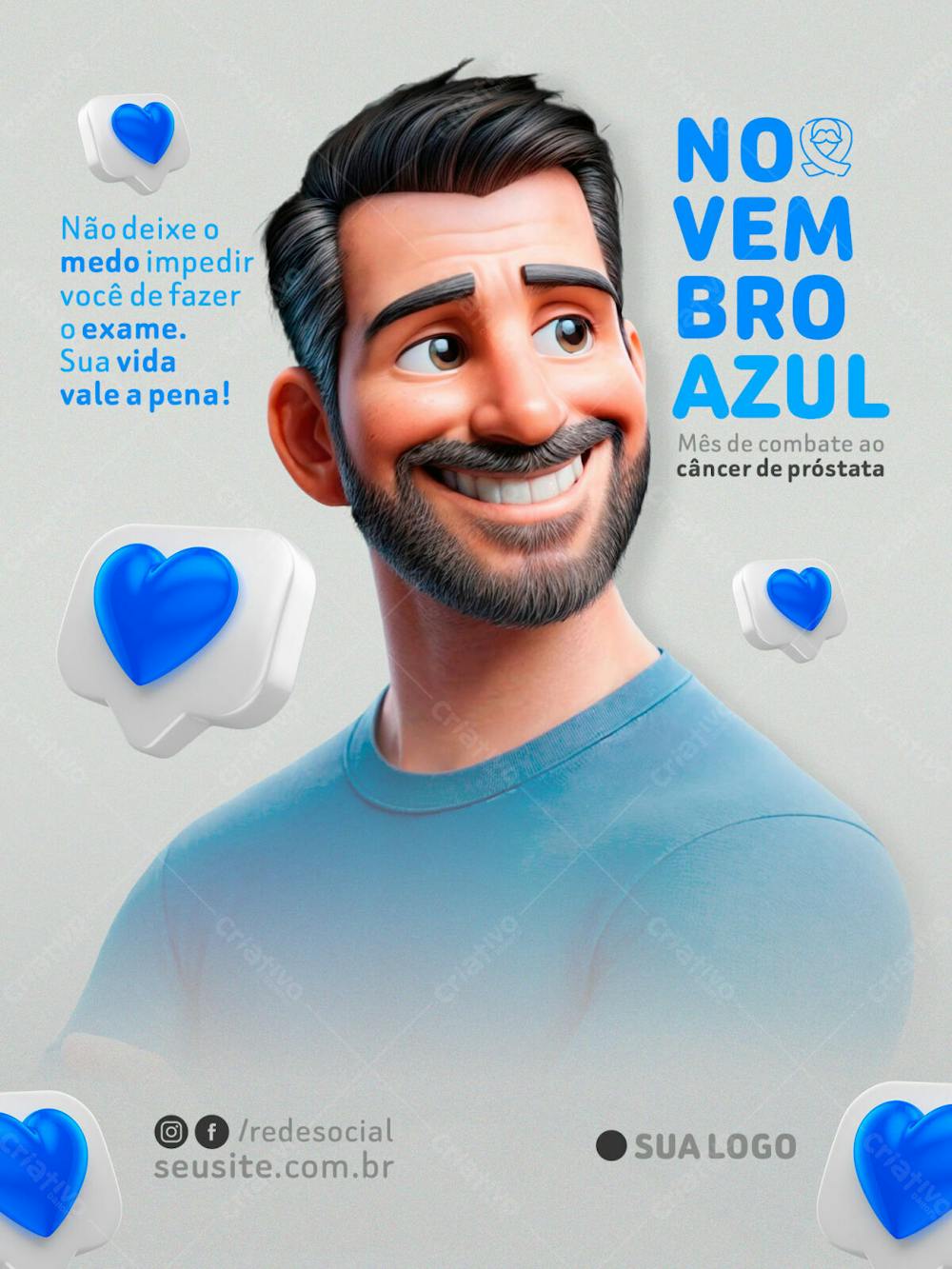 Feed Social Mídia Novembro Azul Psd Não Deixe O Medo Impedir Você De Fazer O Exame Sua Vida