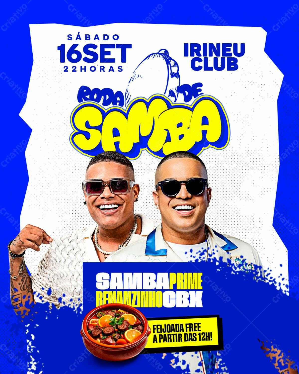 Flyer para Roda de Samba com Renanzinho CBX PSD Editável