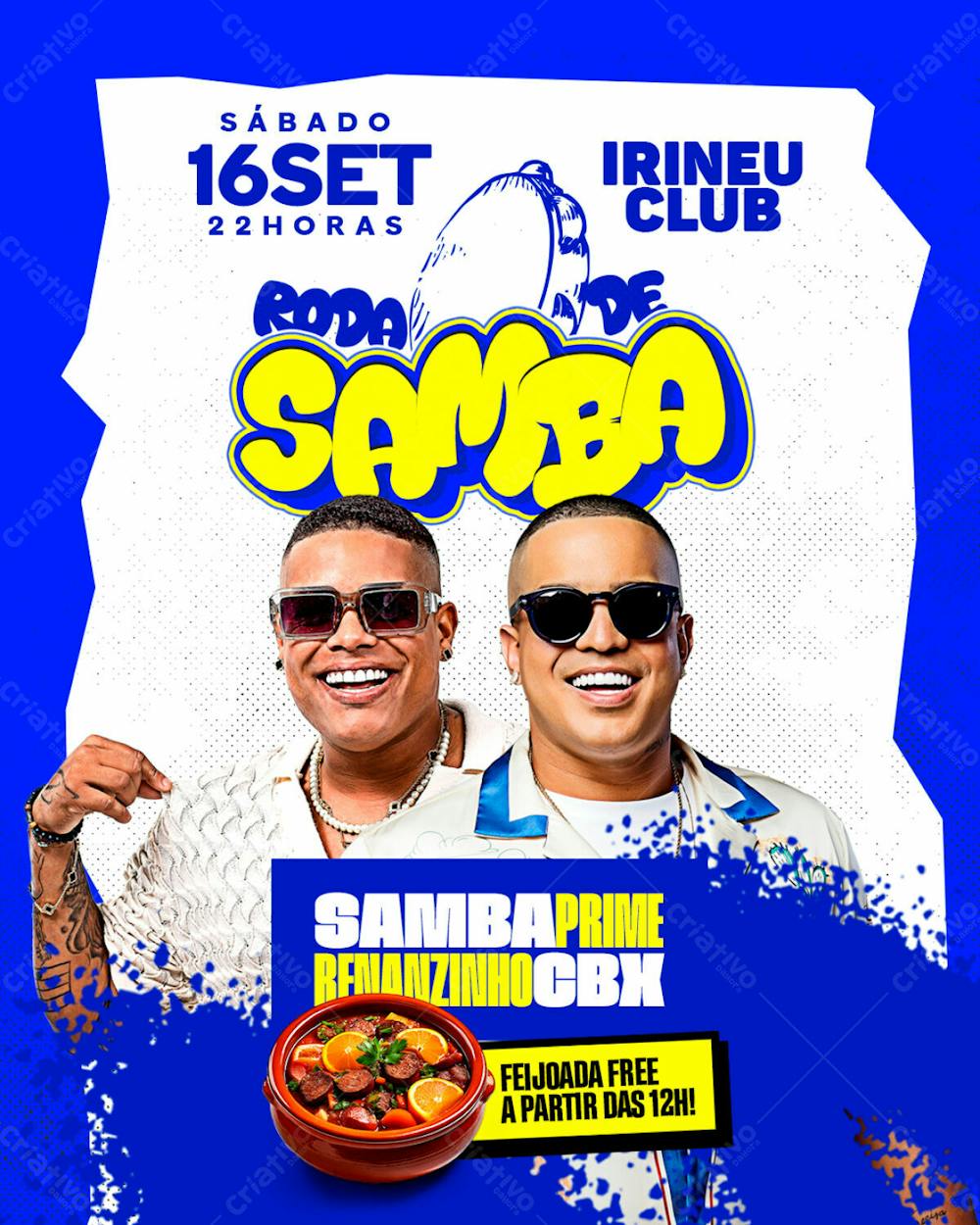 Flyer Evento Roda De Samba Com Feijoada Feed Psd Editável