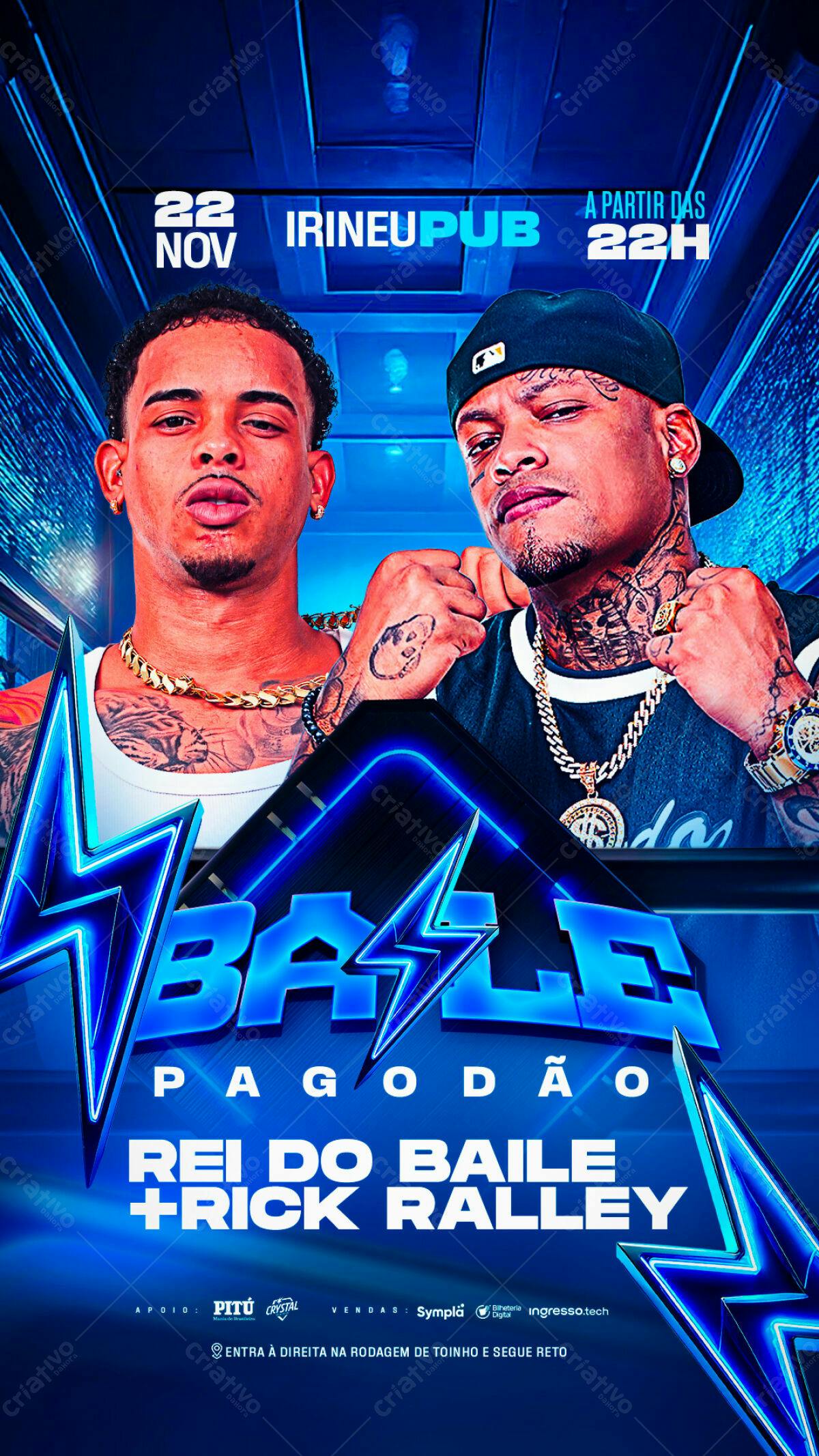 Flyer para Pagode com Rei do Baile e Rick Ralley PSD Editável