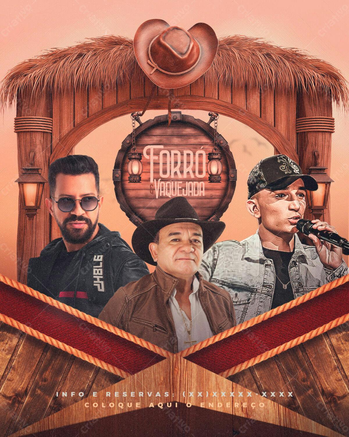 Flyer Forró e Vaquejada PSD Editável