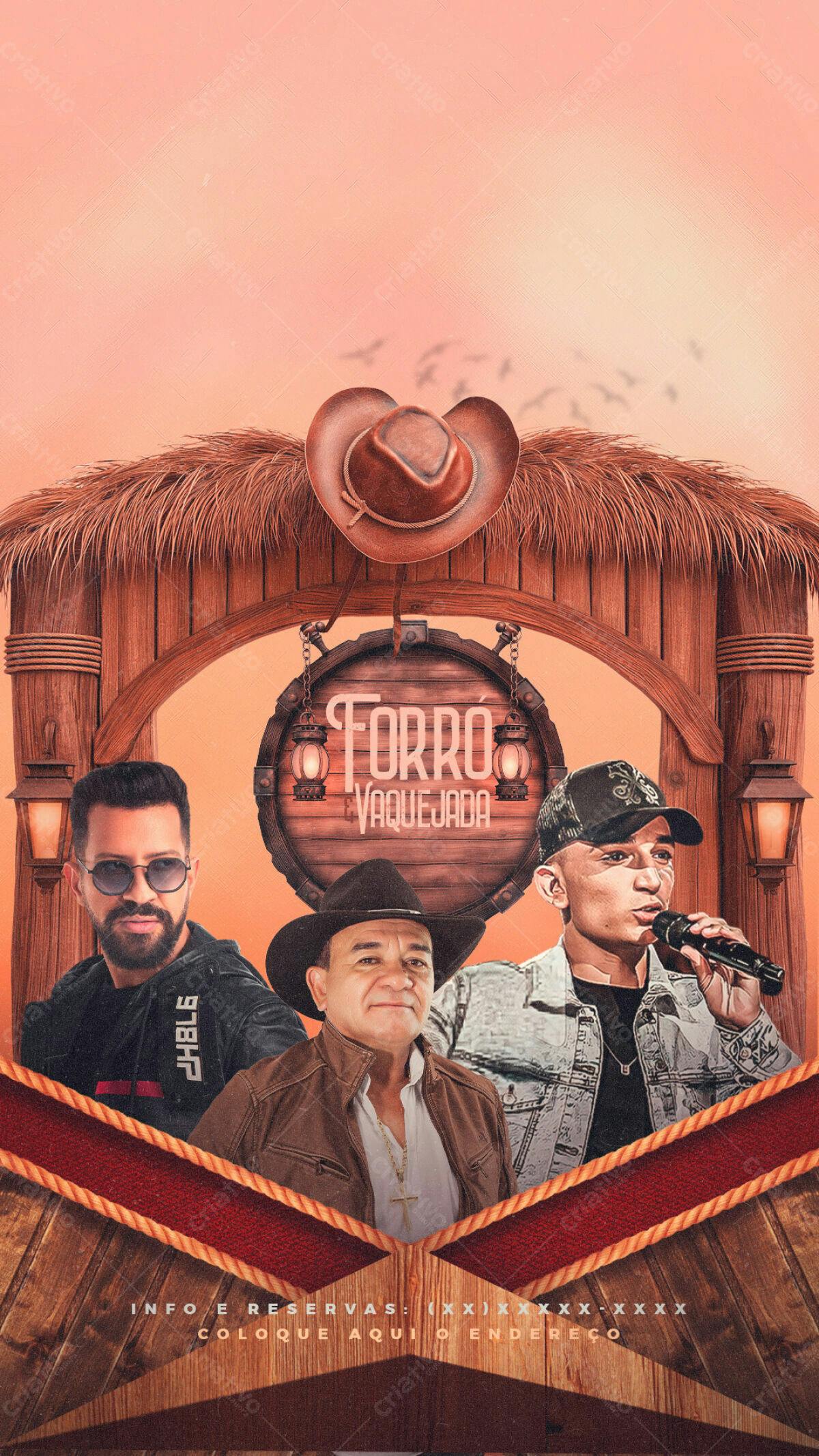Flyer Forró e Vaquejada PSD Editável