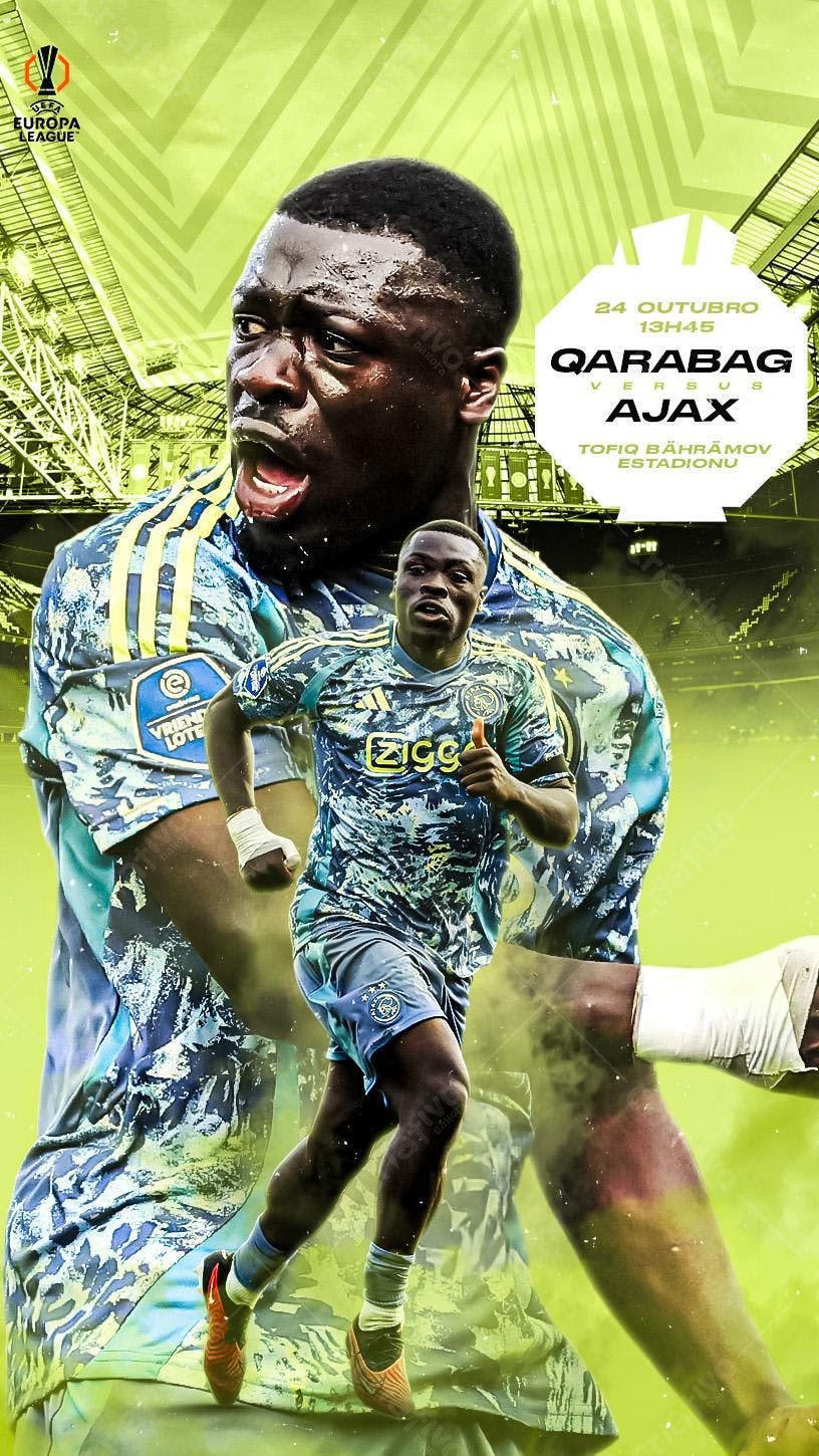 Flyer Partida de Futebol Qarabag x Ajax PSD Editável
