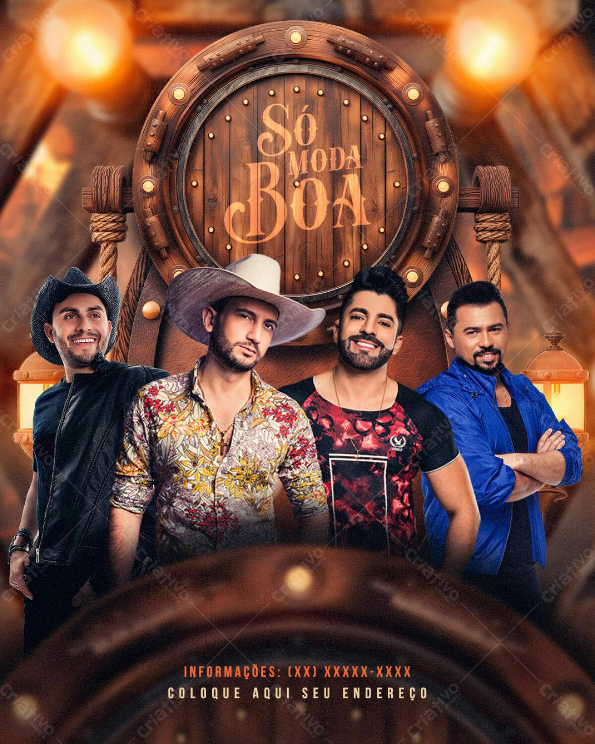 Flyer para Show Sertanejo Só Moda Boa PSD Editável