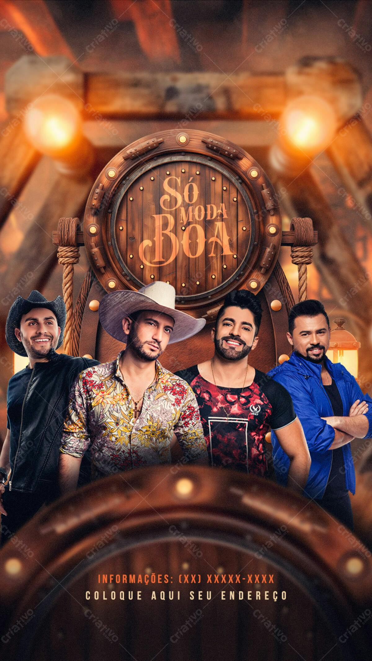 Flyer para Show Sertanejo Só Moda Boa PSD Editável