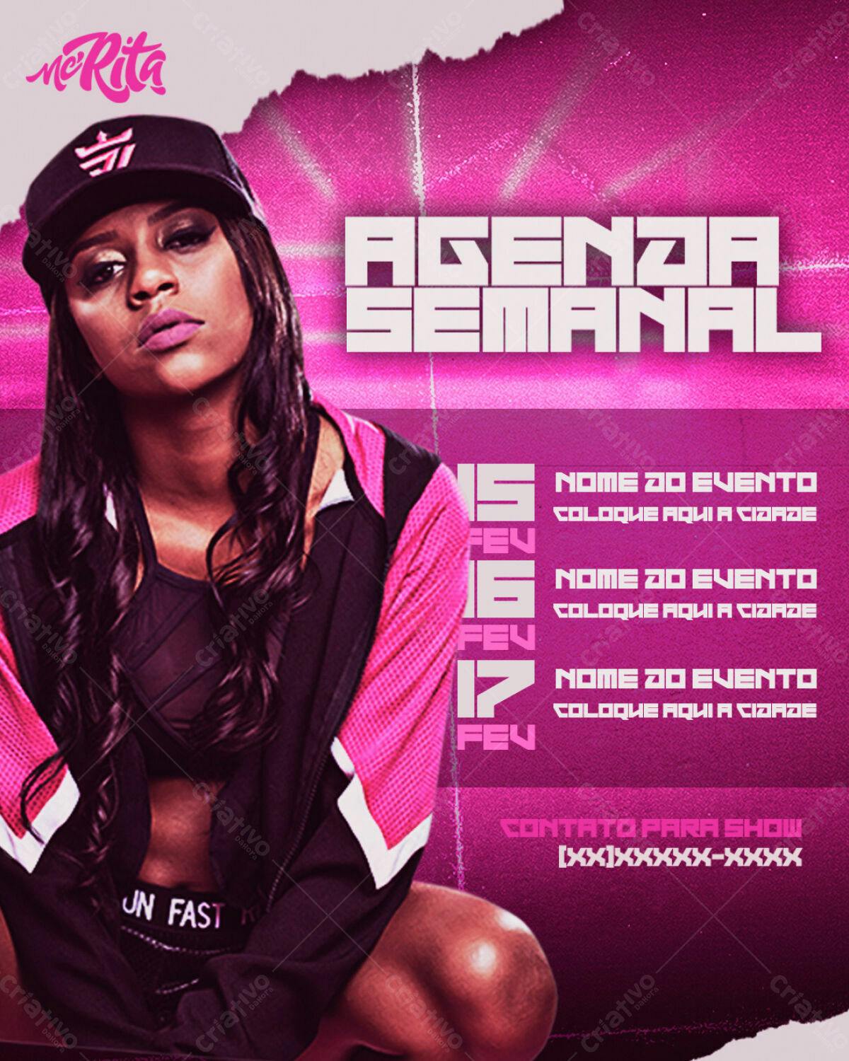 Flyer Agenda Semanal Mc Rita PSD Editável