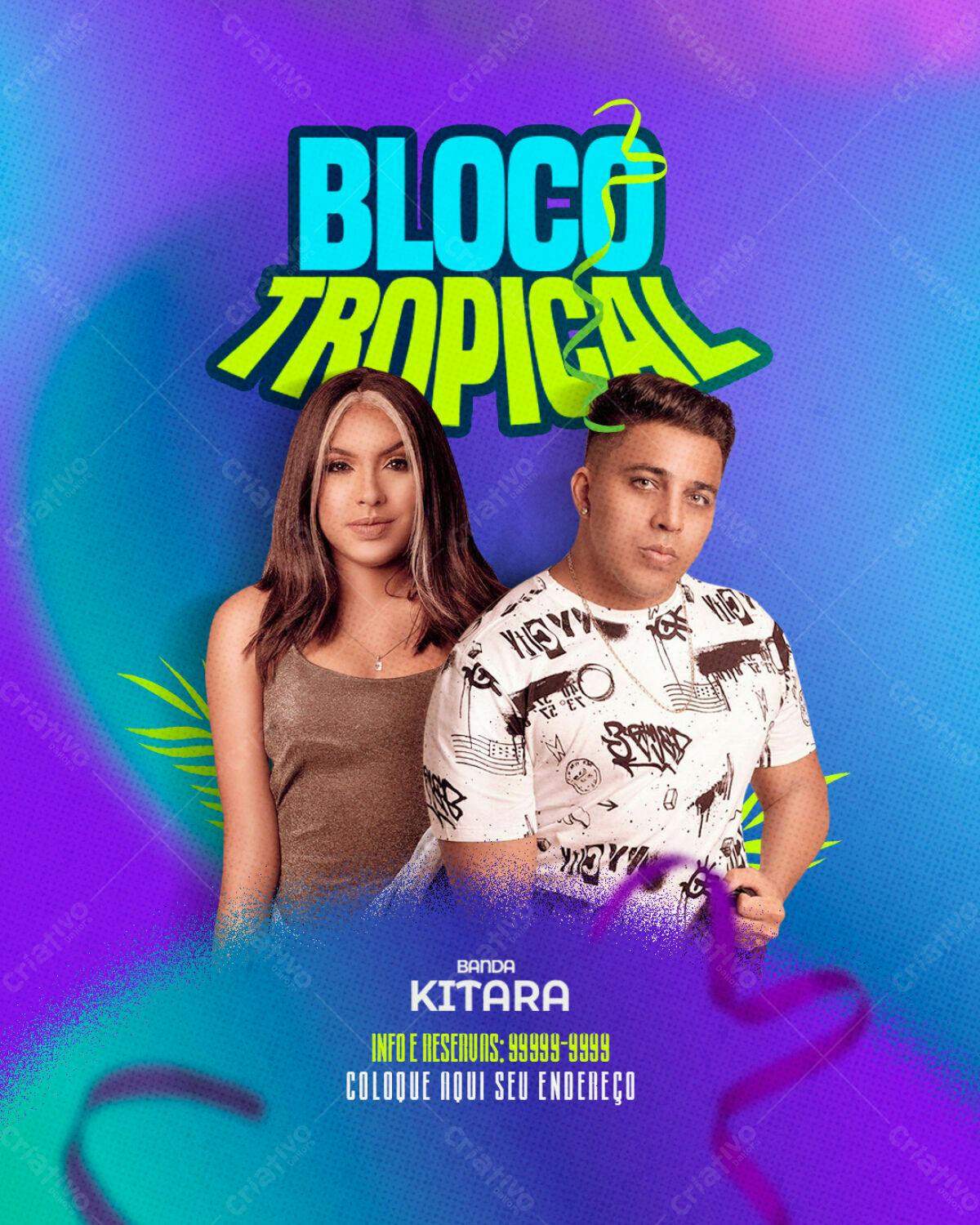 Flyer Bloco Tropical PSD Editável