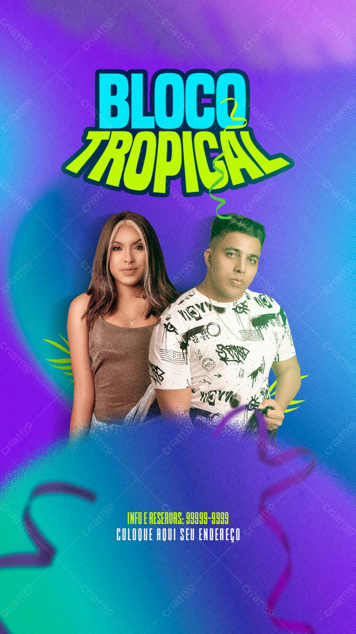 Flyer Bloco Tropical PSD Editável