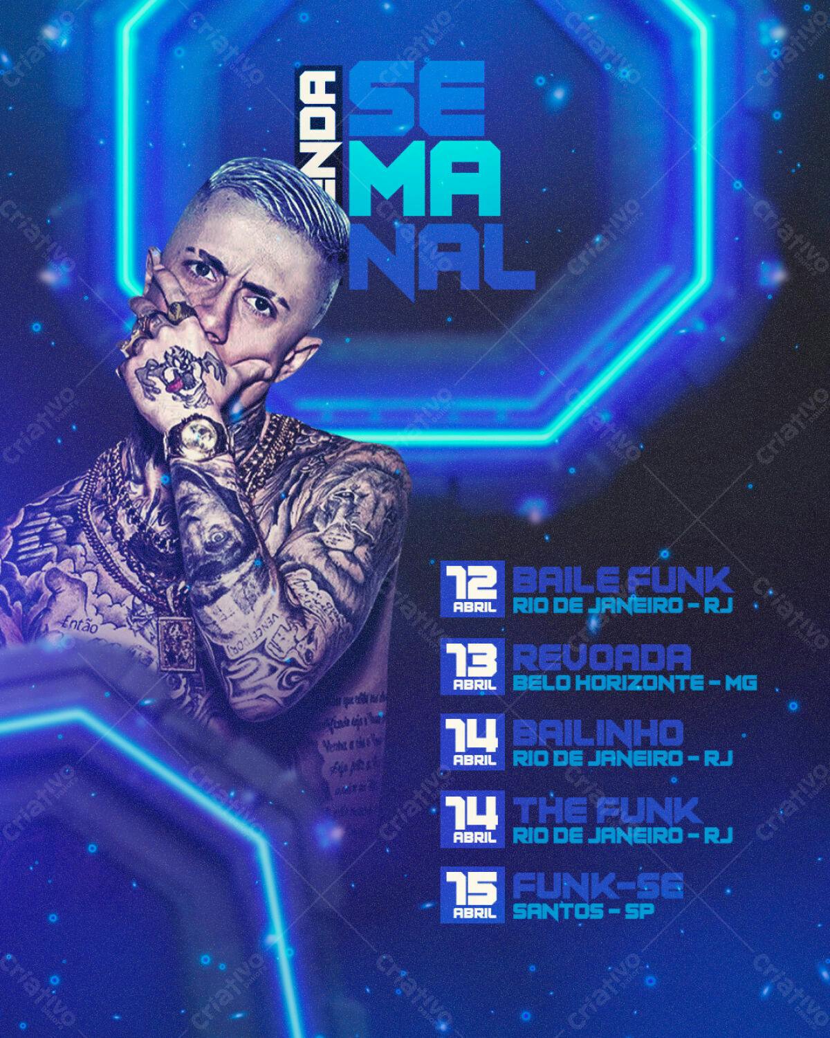 Flyer para Semana do Funk PSD Editável