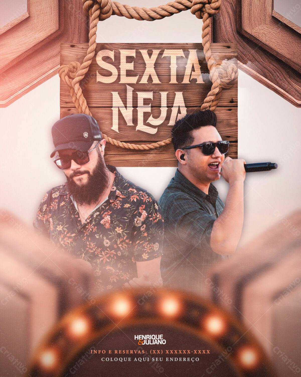 Flyer para Show Henrique e Juliano - Sexta Neja PSD Editável