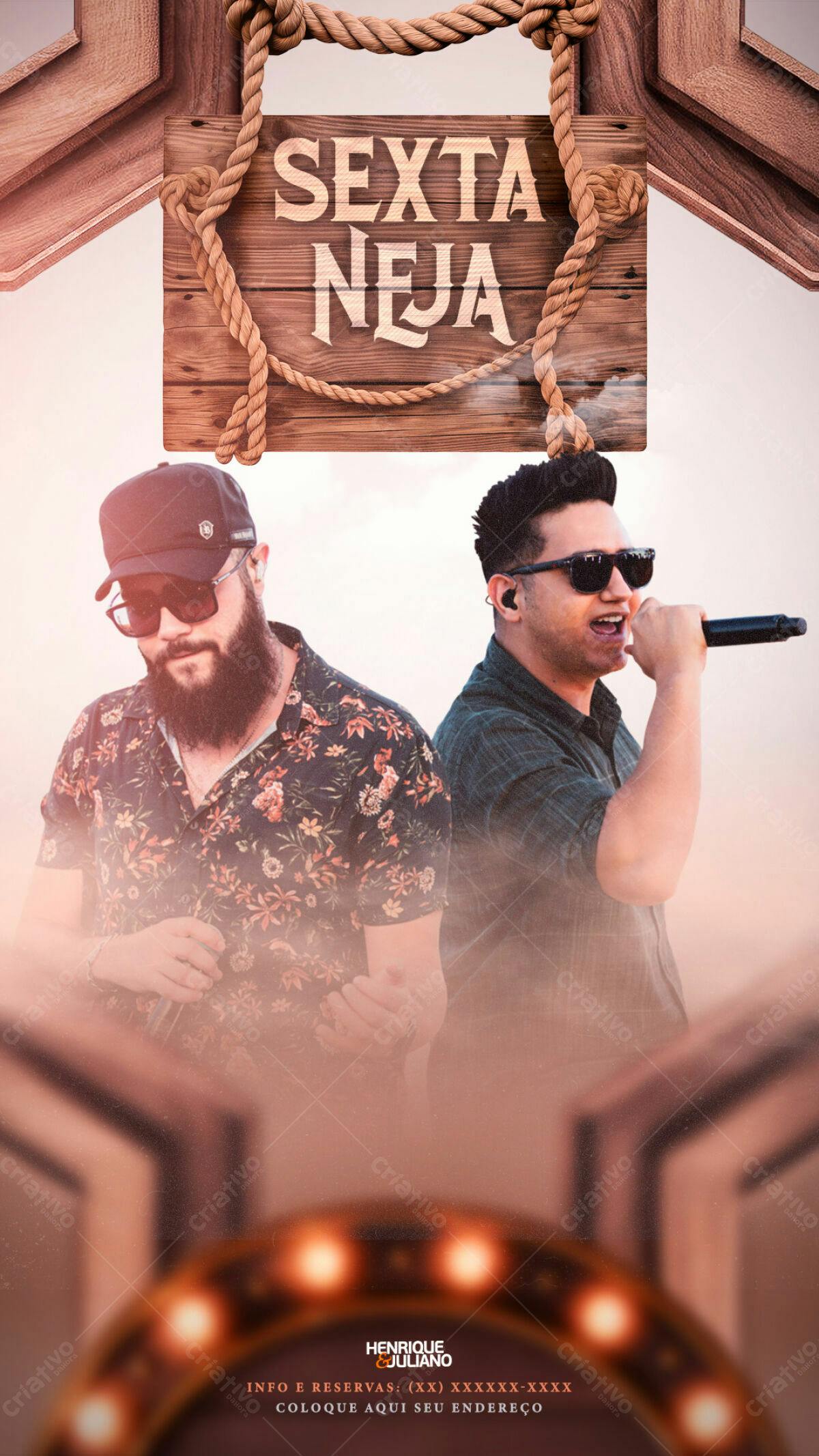 Flyer para Show Sertanejo Henrique e Juliano PSD Editável