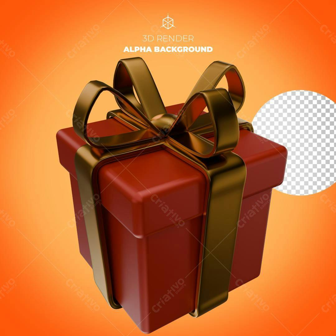Selo 3D Presente Luxo Dourado e Vermelho