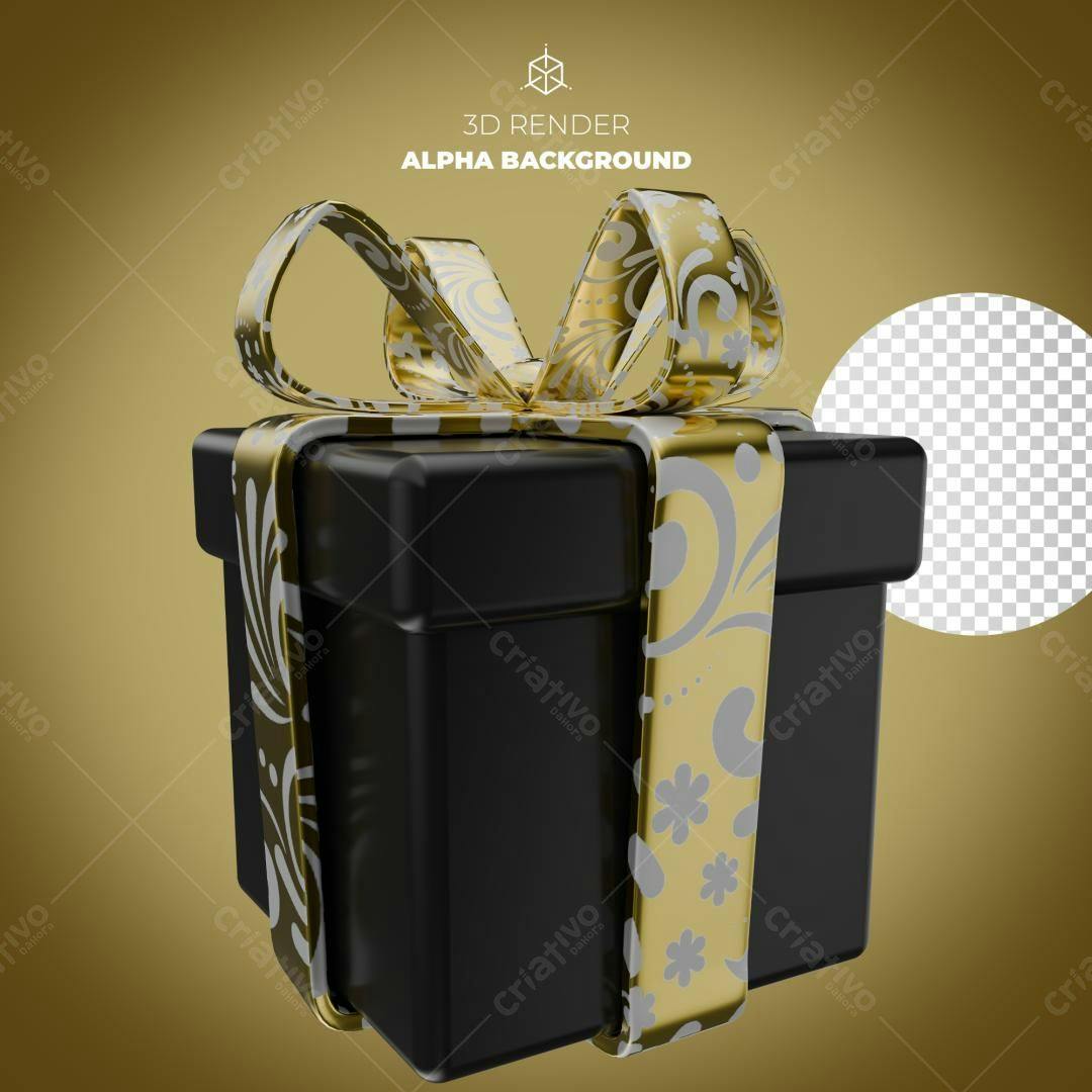 Selo 3D Presente Luxo Dourado e Preto