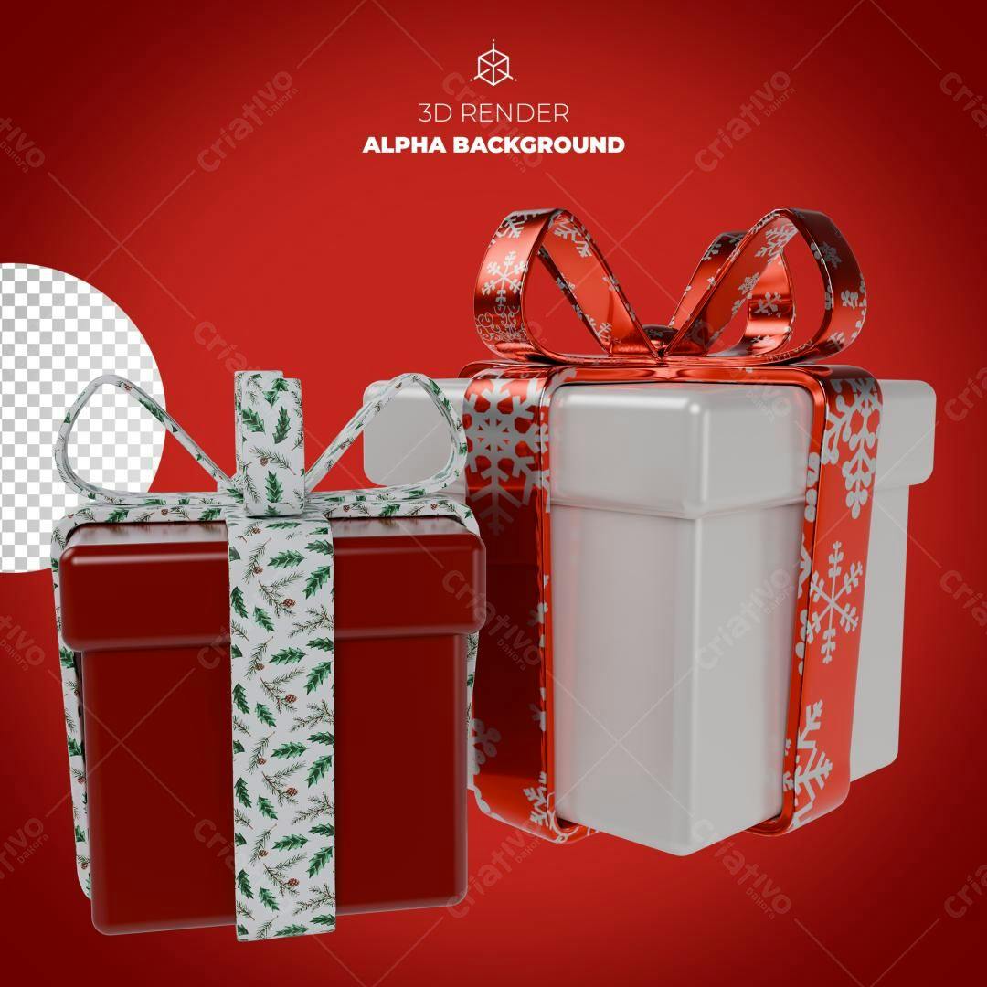 Selo 3D Natalino Vermelho e Branco
