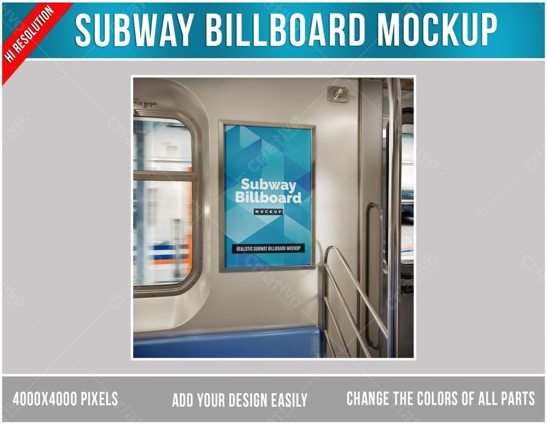 Mockup Realista de Anúncio em Metrô