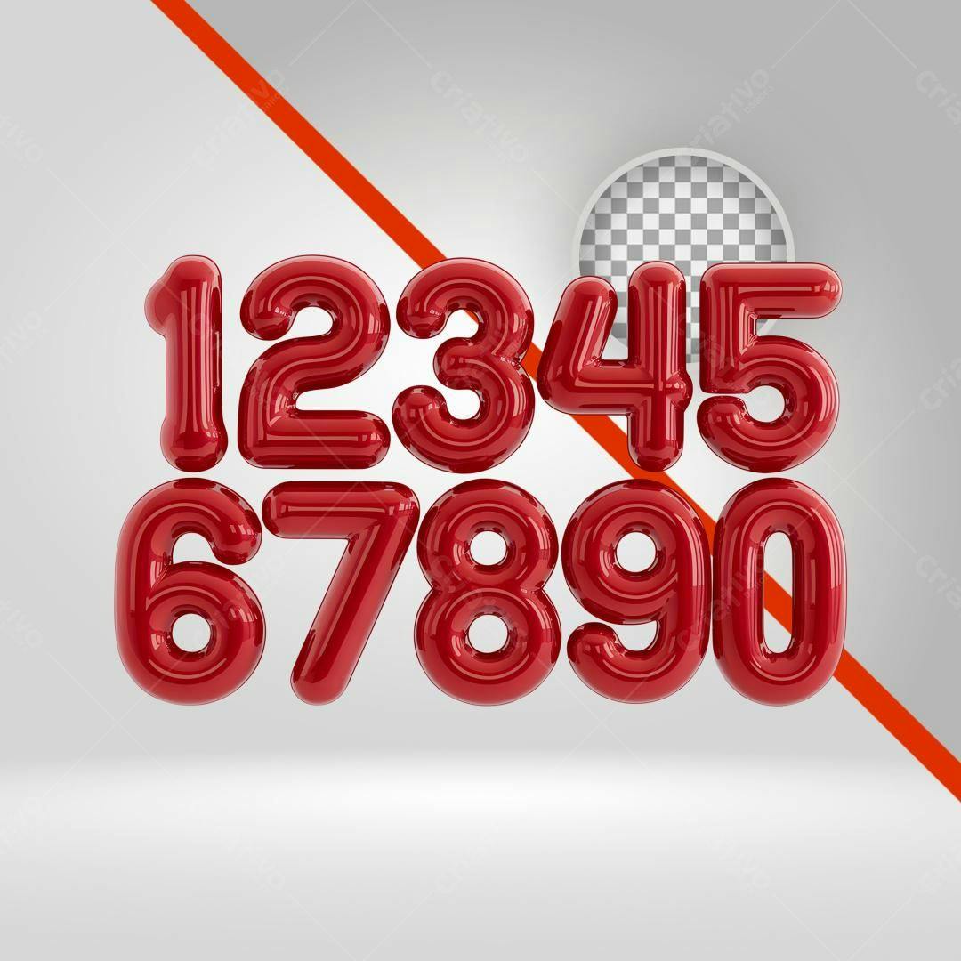 Icones Numeros Vermelhos PNG com fundo transparente