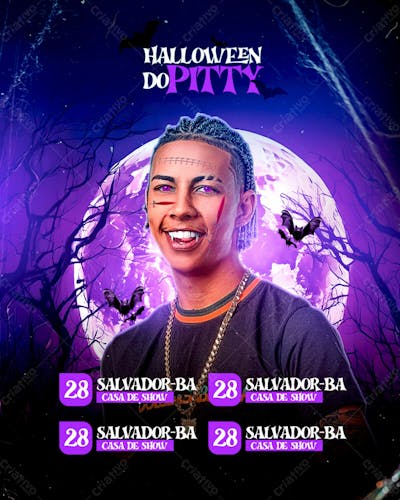 Flyer Agenda De Shows Halloween Do Pittybull Feed Psd Editável