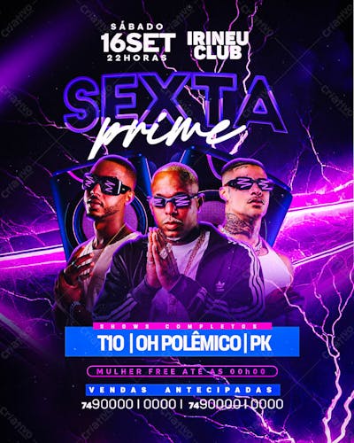 Flyer Evento Sexta Prime Feed Psd Editável