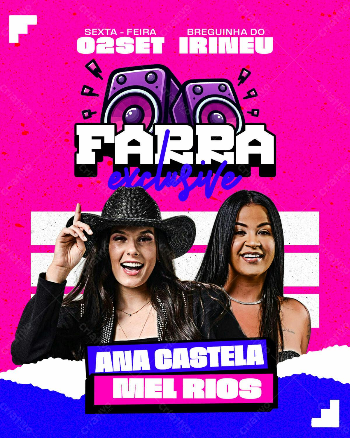 Flyer Festa Sertaneja com Ana Castela e Mel Rios PSD Editável