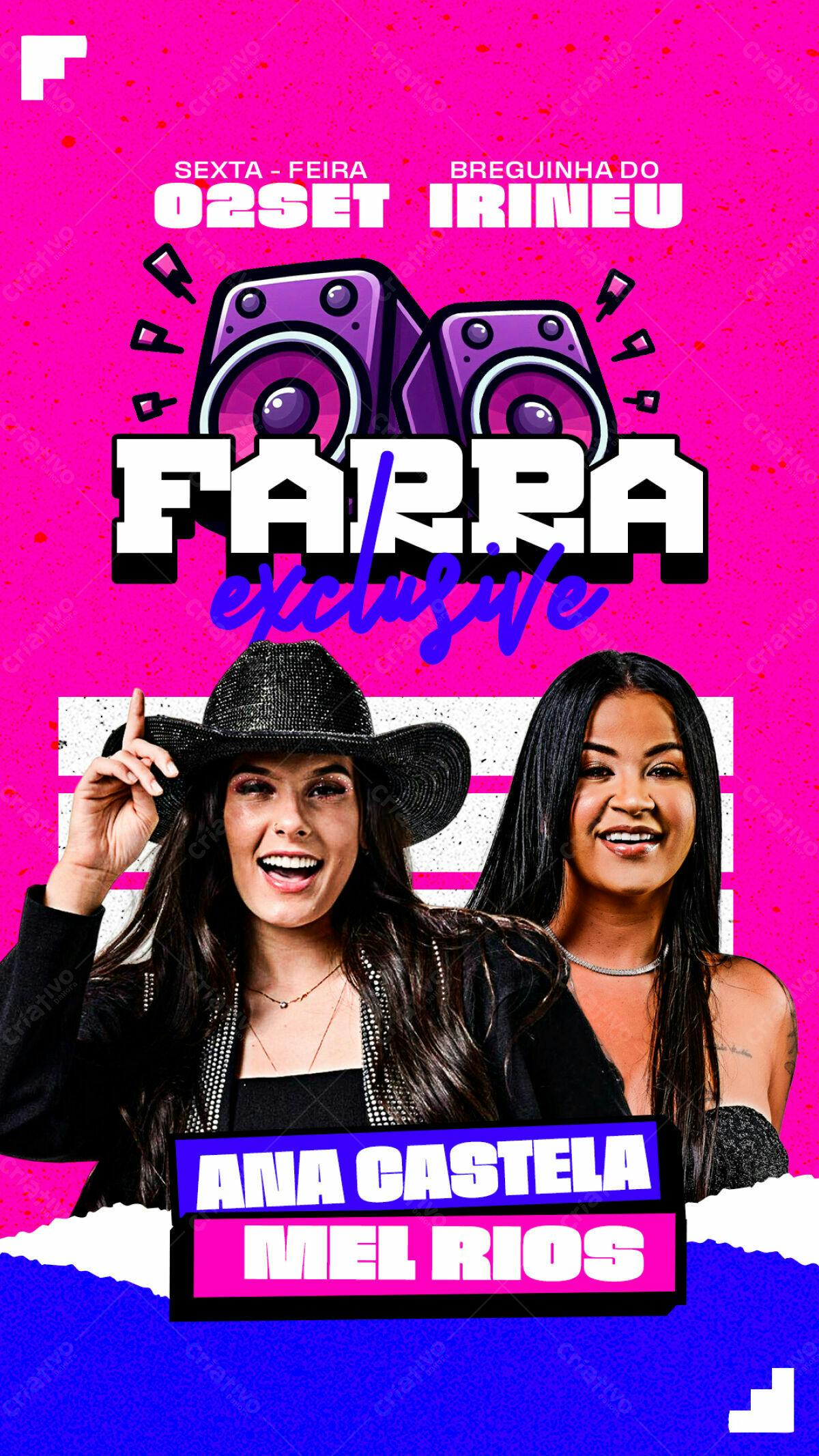 Flyer Festa Sertaneja com Ana Castela e Mel Rios PSD Editável