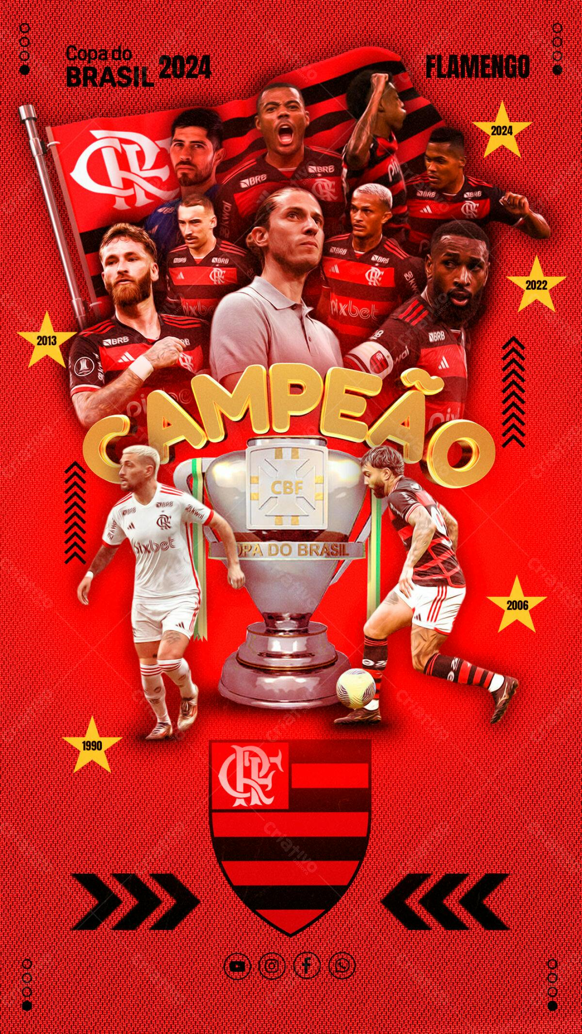 Poster Flamengo Campeão Copa do Brasil PSD Editável