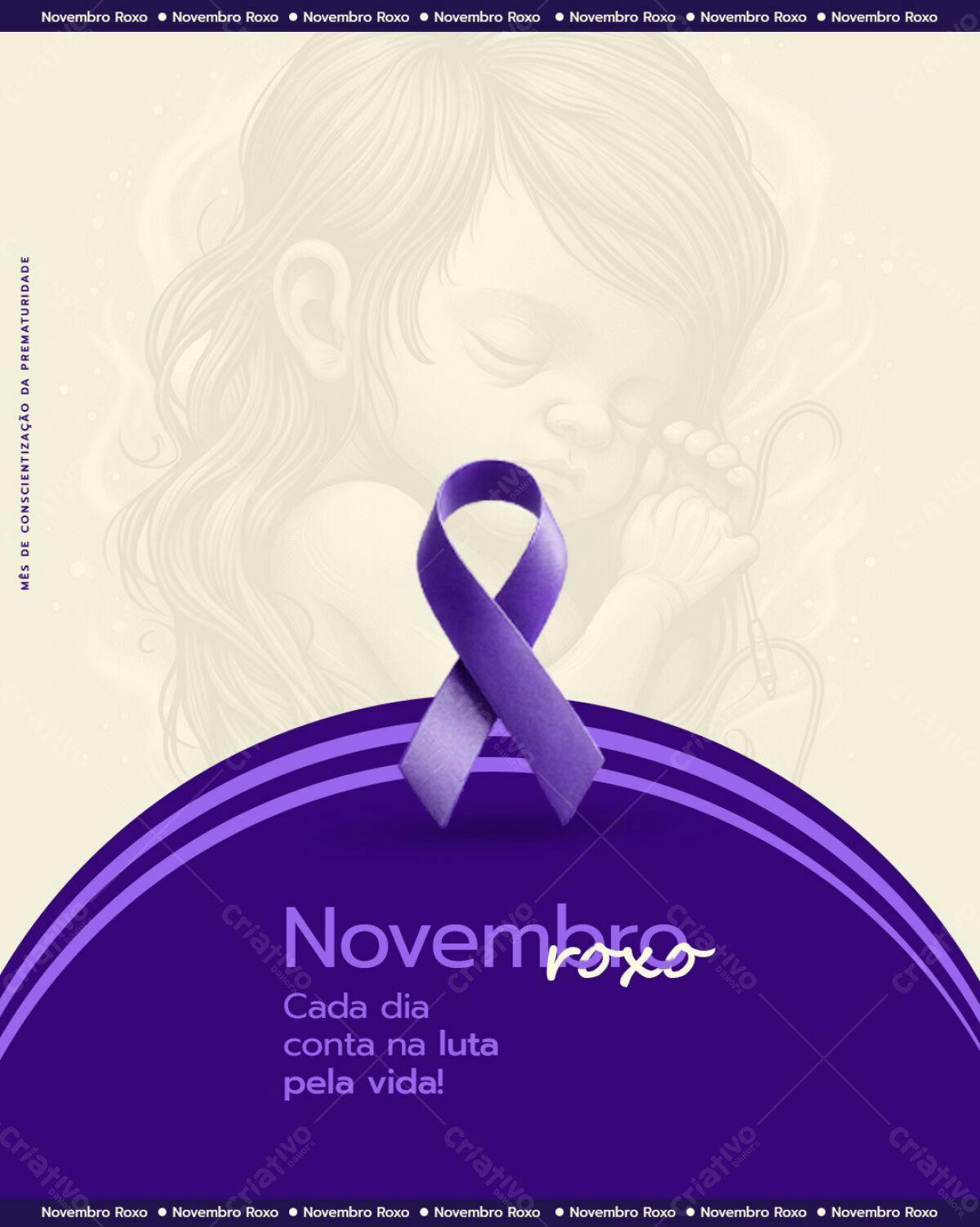 Flyer Novembro Roxo PSD Editável