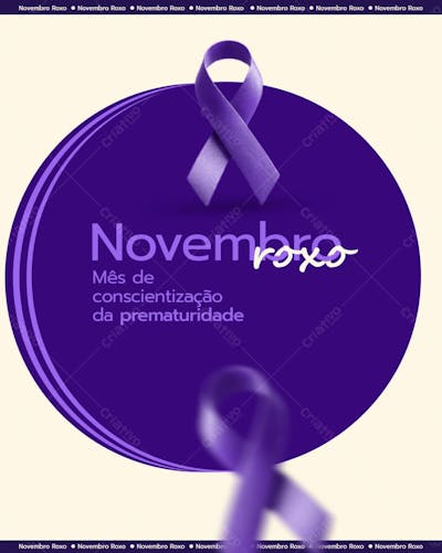 Novembro Roxo, Mês De Conscientização Da Prematuridade Psd Editável