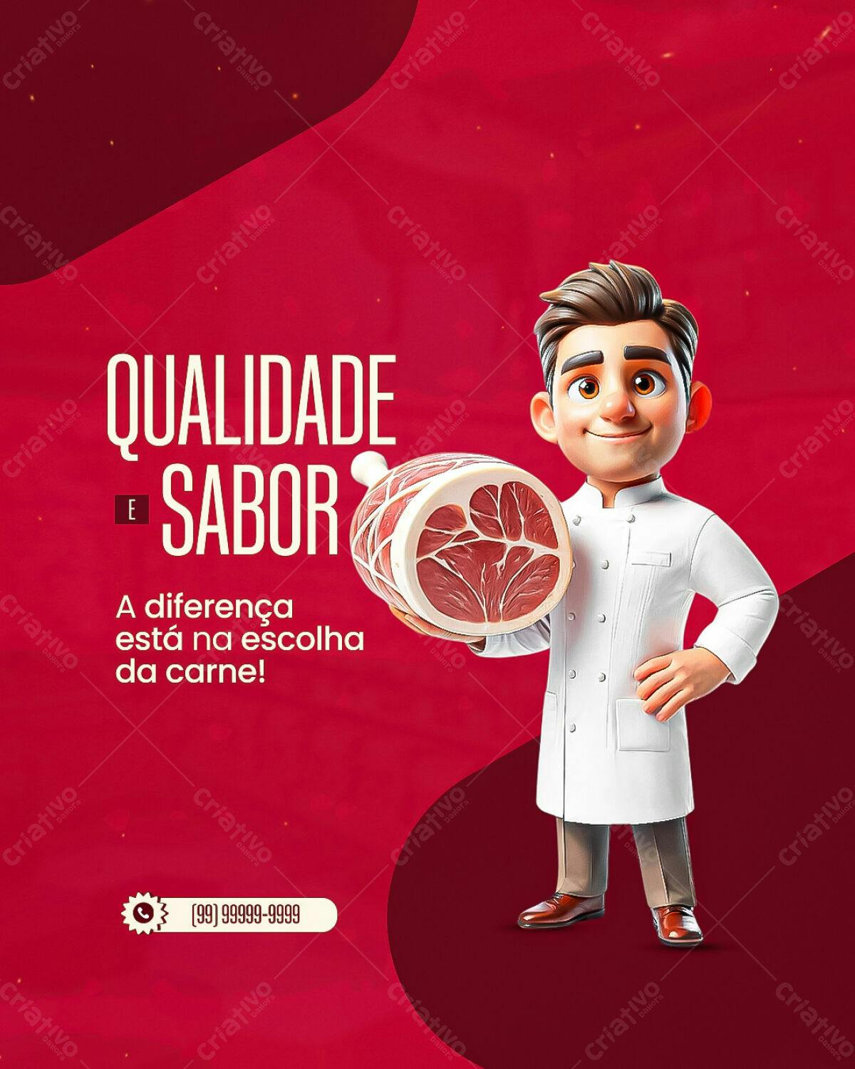 Postagem de Mídias Sociais para Açougue PSD Editável