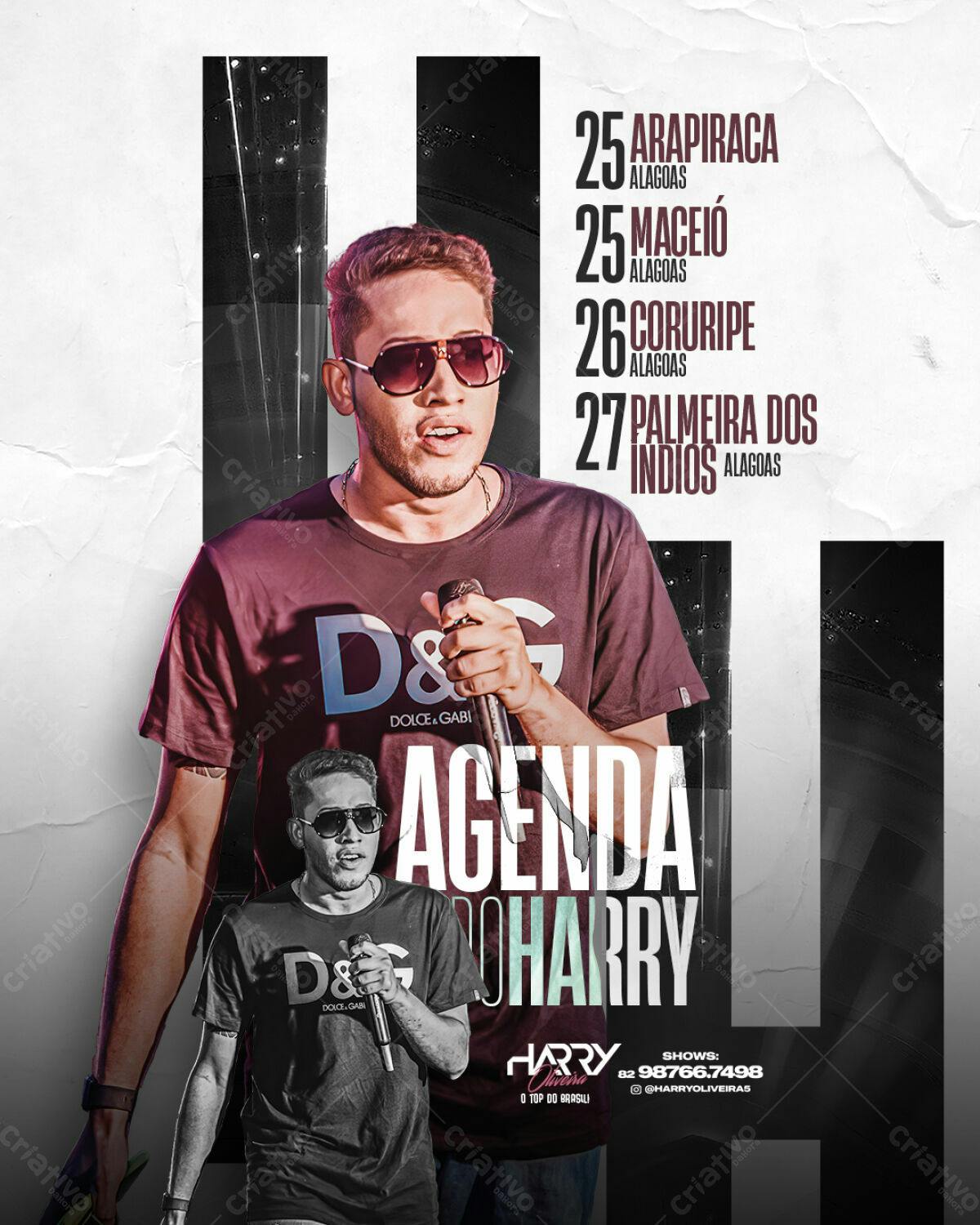 Flyer Agenda do Cantor Harry PSD Editável
