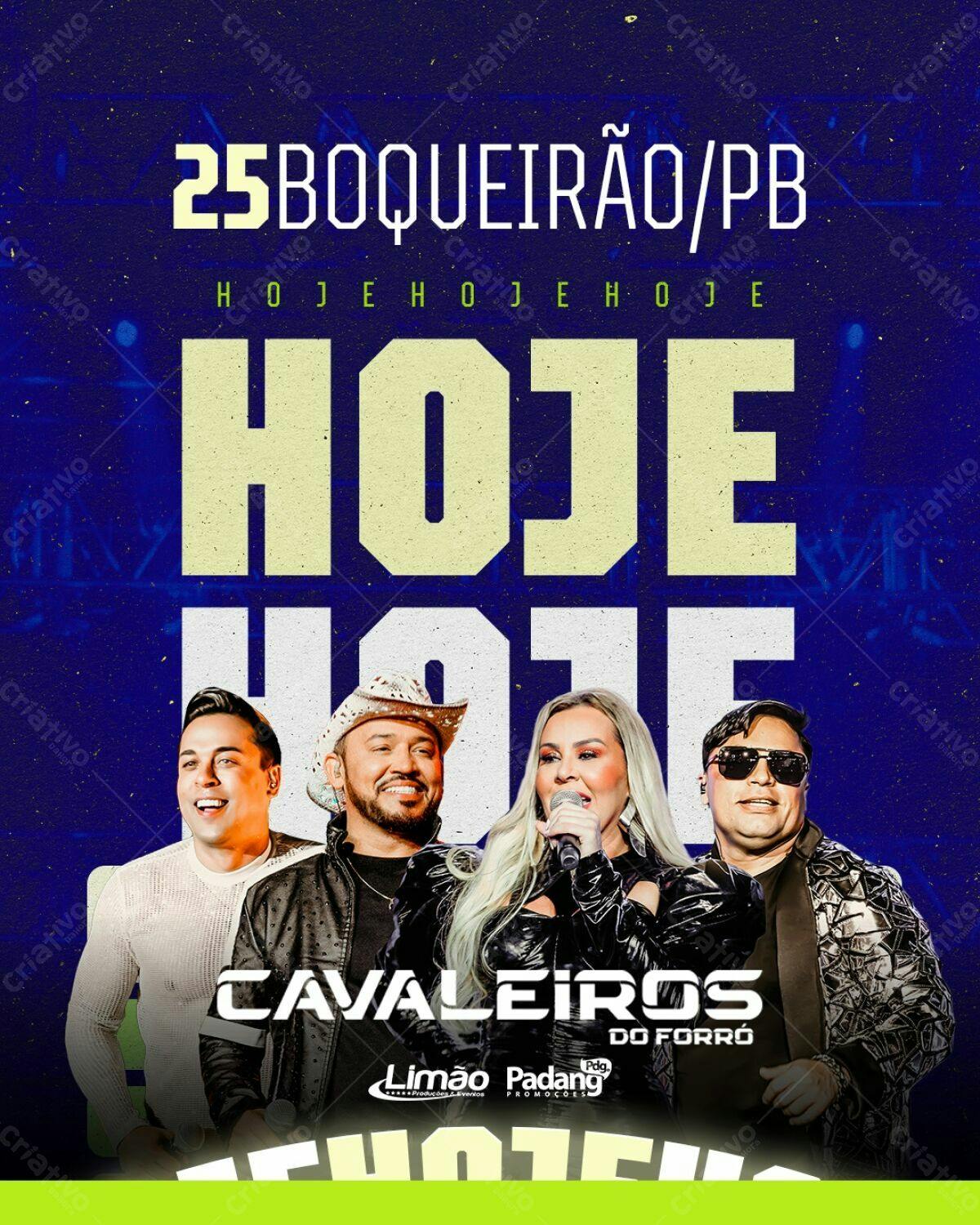 Flyer para Show Cavalheiros do Forró em Boqueirão/PB PSD Editável