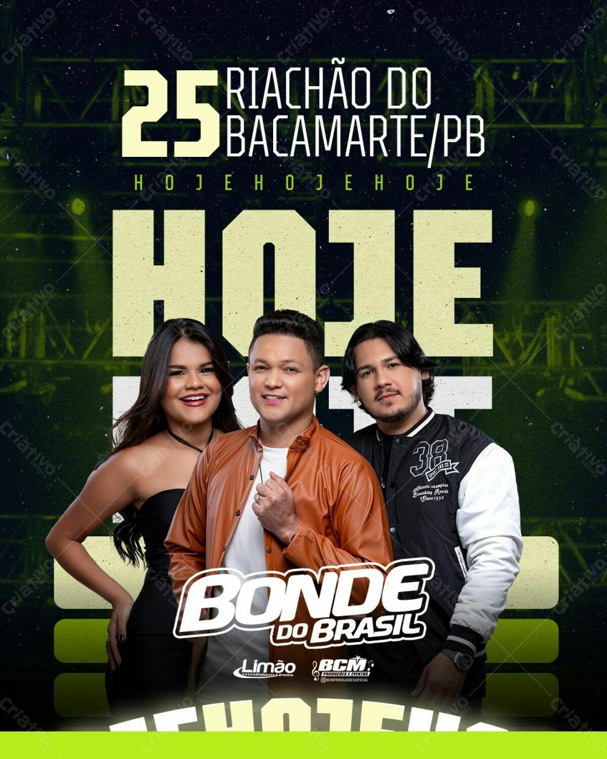 Flyer para Show do Bonde do Brasil em Riachão do Bacamarte PSD Editável