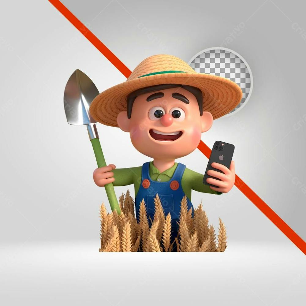 Personagem 3D, Fazendeiro, Agricultor, Trabalhador Rural Png