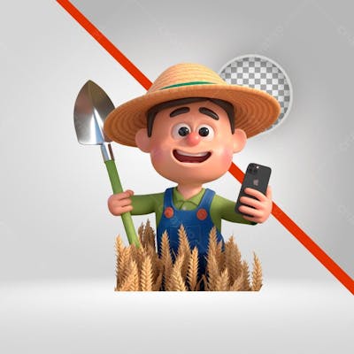 Personagem 3D, Fazendeiro, Agricultor, Trabalhador Rural Png
