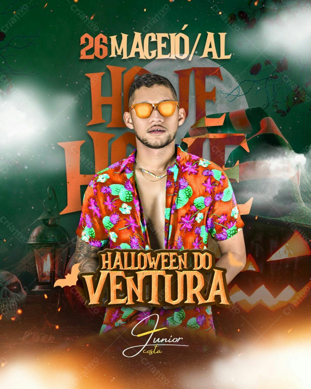 Flyer Halloween do Ventura em Maceió PSD Editável