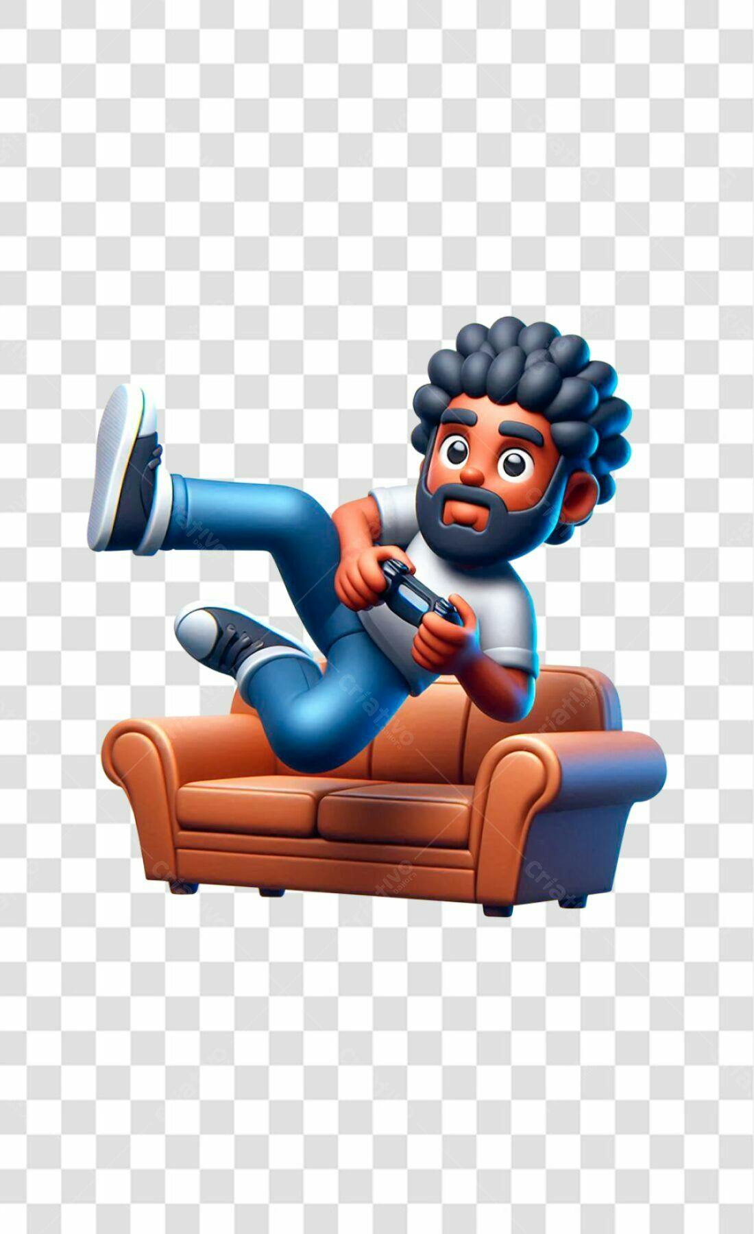 Icone Gamer Afrodescendente PNG com fundo transparente