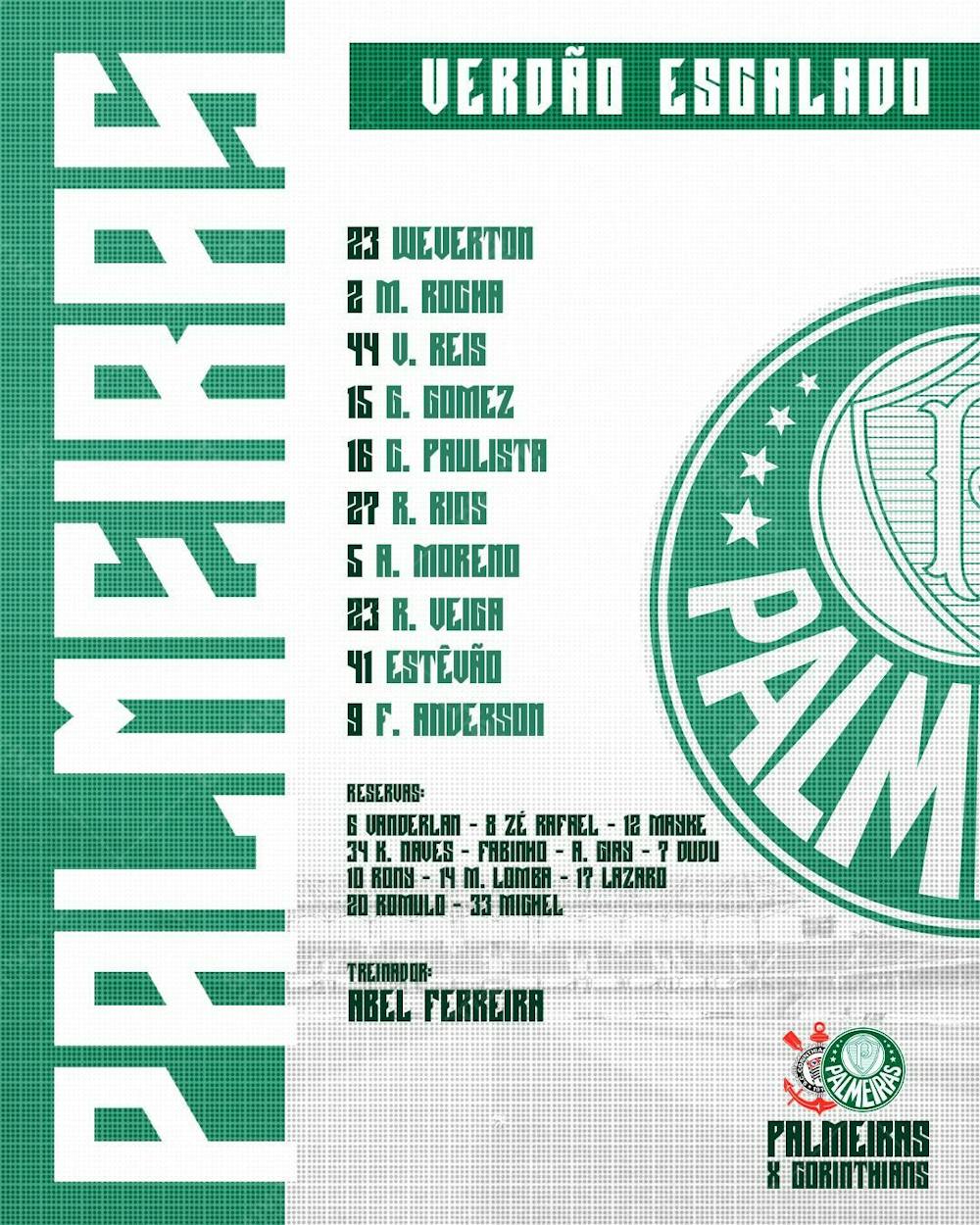 Flyer Futebol Escalção Palmeiras Feed Psd