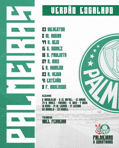 Flyer Futebol Escalção Palmeiras Feed Psd