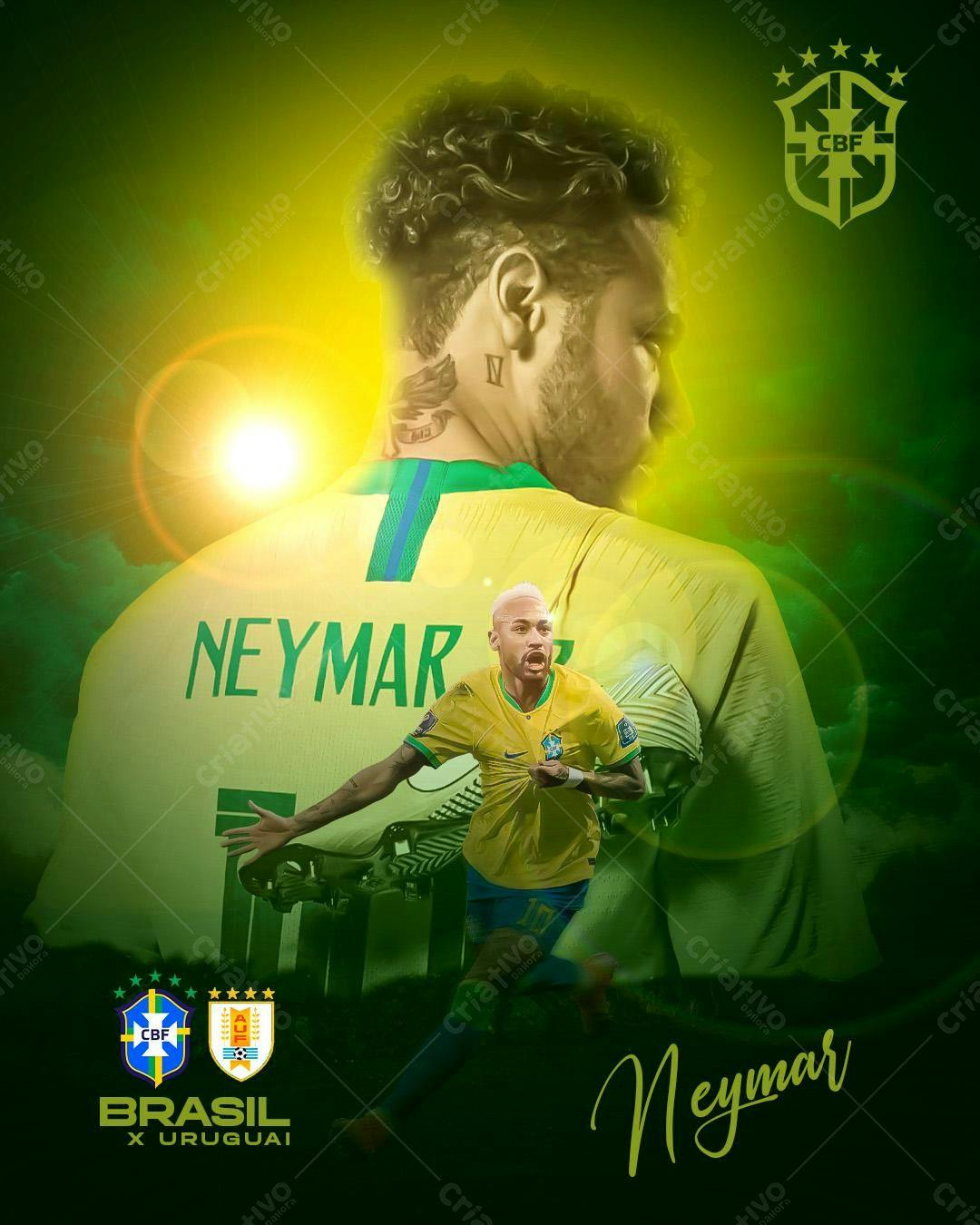 Poster Neymar Brasil x Uruguai PSD Editável