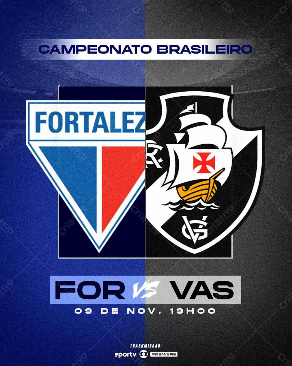 Flyer Futebol Fortaleza Vasco Feed Psd