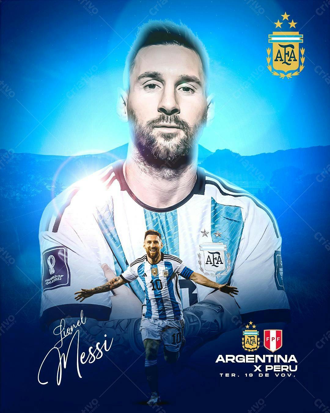 Poster Messi Argentina x Peru PSD Editável
