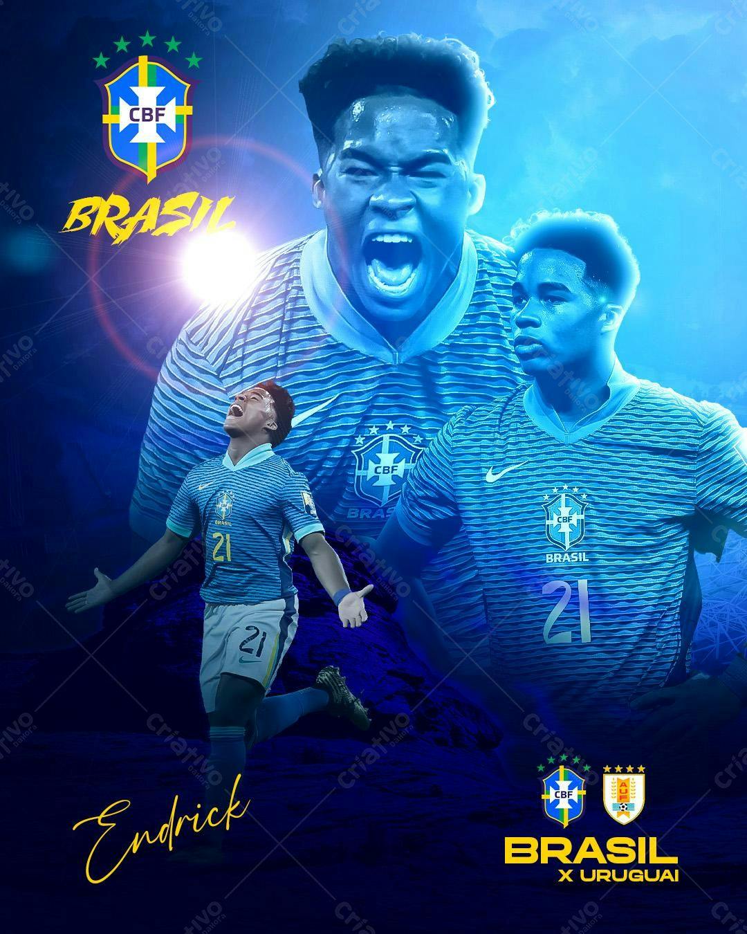 Poster Seleção Brasileira x Uruguai PSD Editável